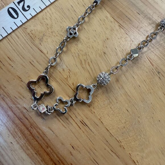 Silver-Tone Long Necklace With Spade-Style Charms & Crystal Accents 32-Inch Chai - Picture 5 of 11